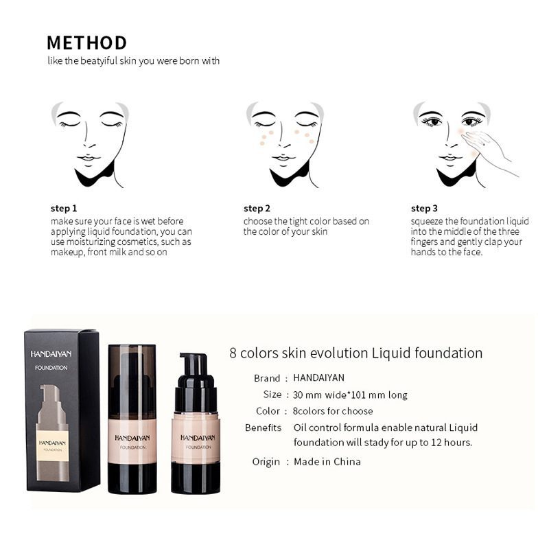 HANDAIYAN Full Cover Foundation Waterproof Moisturizer fond de teint couvrant Face Liquid Foundation Base Makeup for Dark Skin - Image 4